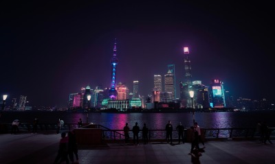 город небоскребы ночь огни шанхай китай