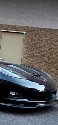 черный автомобиль спортивный chevrolet corvette zr1