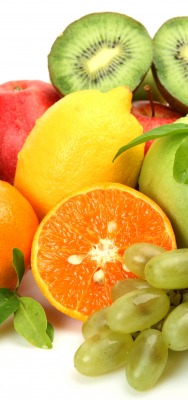 еда фрукты киви апельсины лимон виноград яблоки