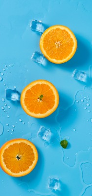 апельсин лед капли вода стол синий