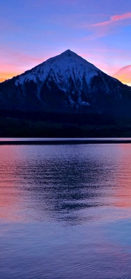 горы озеро закат