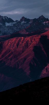 горы закат сумерки вечер красные