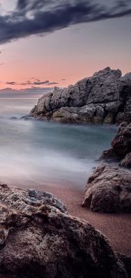 залив скалы камни море горизонт