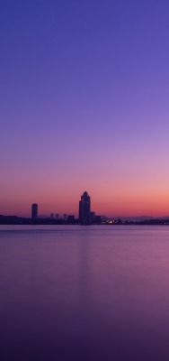 горизонт фиолетовый закат залив