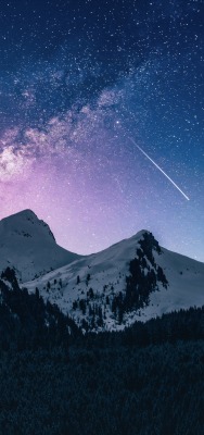 космос галактика гора звездны ночь зима