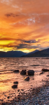 новая зеландия берег восход оранжевый