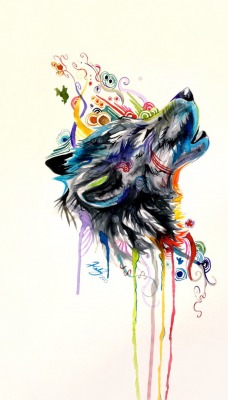 графика абстракция животные волк