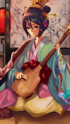 аниме девушка кимоно парень