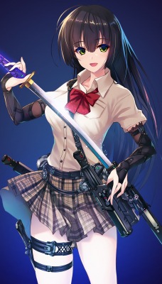 девушка меч аниме