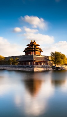 архитектура Китай озеро небо