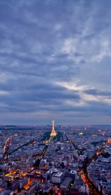Париж сумерки ночь город вечер