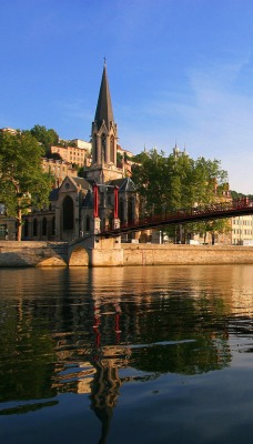 страны архитектура река Лион Франция country architecture river Lyon France