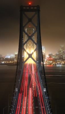 мост огни ночь город