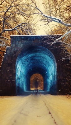 Армения Ереван туннель деревья снег