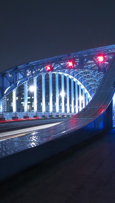 мост ночь подсветка город