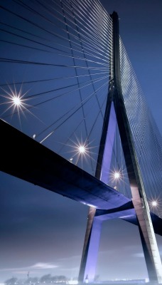 мост подсветка небо