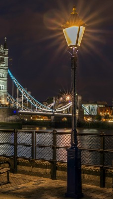 лондон мост вечер огни набережная фонари