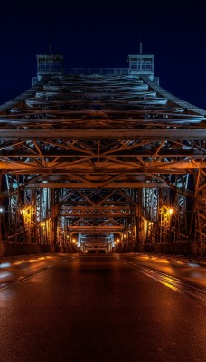 мост строение метал ночь фонари