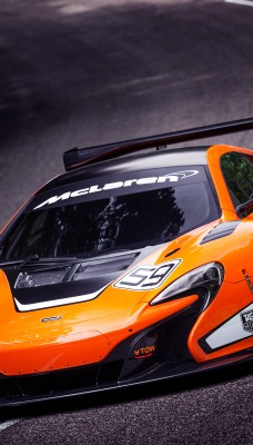 оранжевый спортивный автомобиль mclaren 650s gt3