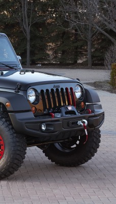 автомобиль черный джип jeep wrangler level красный