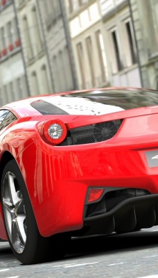 красный спортивный автомобиль Ferrari 458