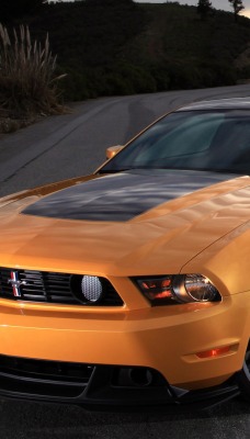 mustang boss 302 желтый автомобиль спортивный