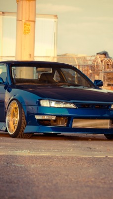 синий автомобиль nissan 200sx jdm