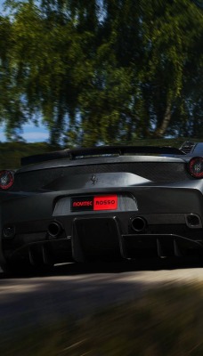 черный автомобиль Ferrari 458 Speciale
