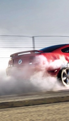 красный автомобиль mustang burnout ford