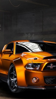 оранжевый автомобиль ford mustang shelby gt500 super snake