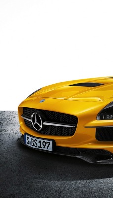 Mercedes-Benz SLS AMG Black Series желтый автомобиль спортивный