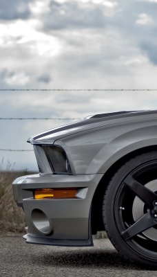 серый автомобиль ford mustang gt 500 grey car