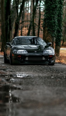 черный автомобиль toyota supra black car