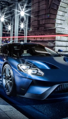 спортивный синий автомобиль Ford GT