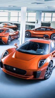 спортивный автомобиль оранжевые Jaguar C-X75