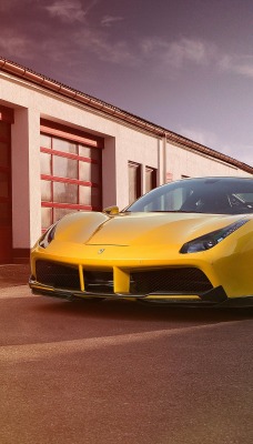 желтый автомобиль спортивный ferrari 488 gtb