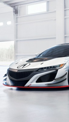 спортивный автомобиль белый acura nsx gt3