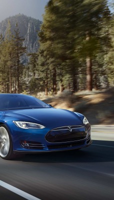 Tesla Model S дорога природа