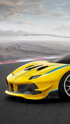 Ferrari желтая купе дорога