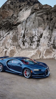 Bugatti Chiron скалы море небо