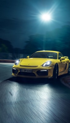 porsche cayman ночь дорога поворот