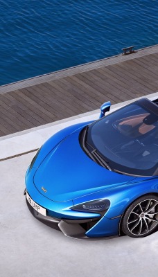 mclaren spider кабриолет спорткар вид сверху море