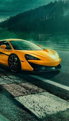 mclaren желтый автомобиль дорога асфальт