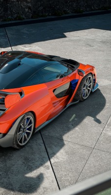 спорткар макларен mclaren 720s оранжевый автомобиль вид сверху