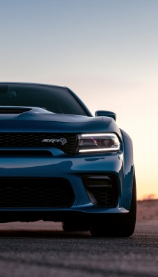 додж dodge charger автомобиль вид спереди фары синий