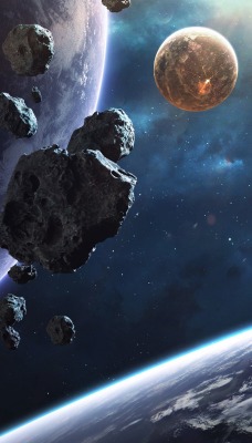 космос астероиды планета спутник