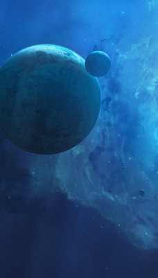 космос планета голубой туманность