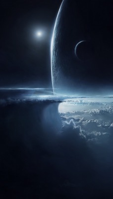 планета фентези облака свечение космос