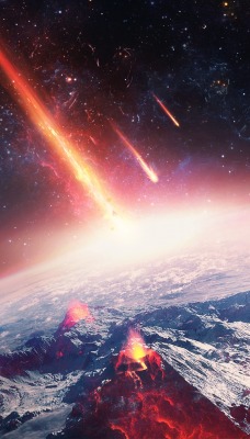 метеориты атмосфера огонь планета космос