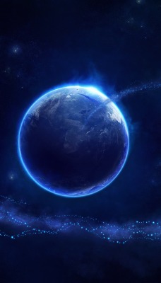 космос планета свечение линии фентези